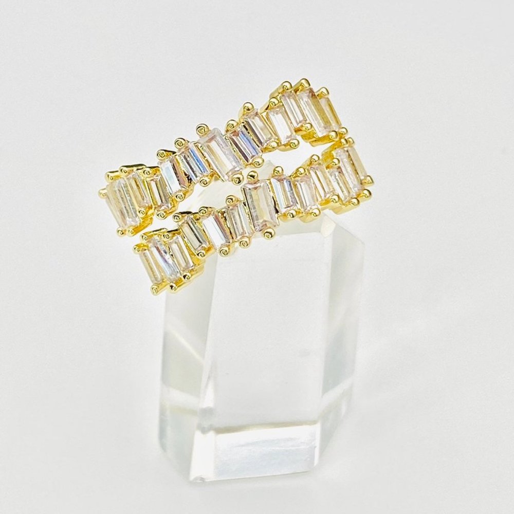 Double Layer Emerald Cut Cz Ring - image 2